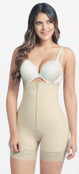 Let It Glow Latex MID Thigh Body Shapewear with Zipper #630 Nude at   Women's Clothing store