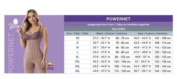 TRAJE MOLDEADOR DE CUERPO POWERNET PARA MEDIOS DE LOS MUSLOS (Cremallera) #1118